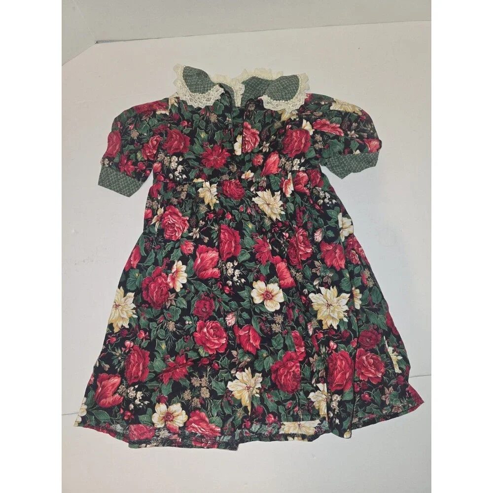 Vintage Girl Holiday Dress Floral Abstract                       #232